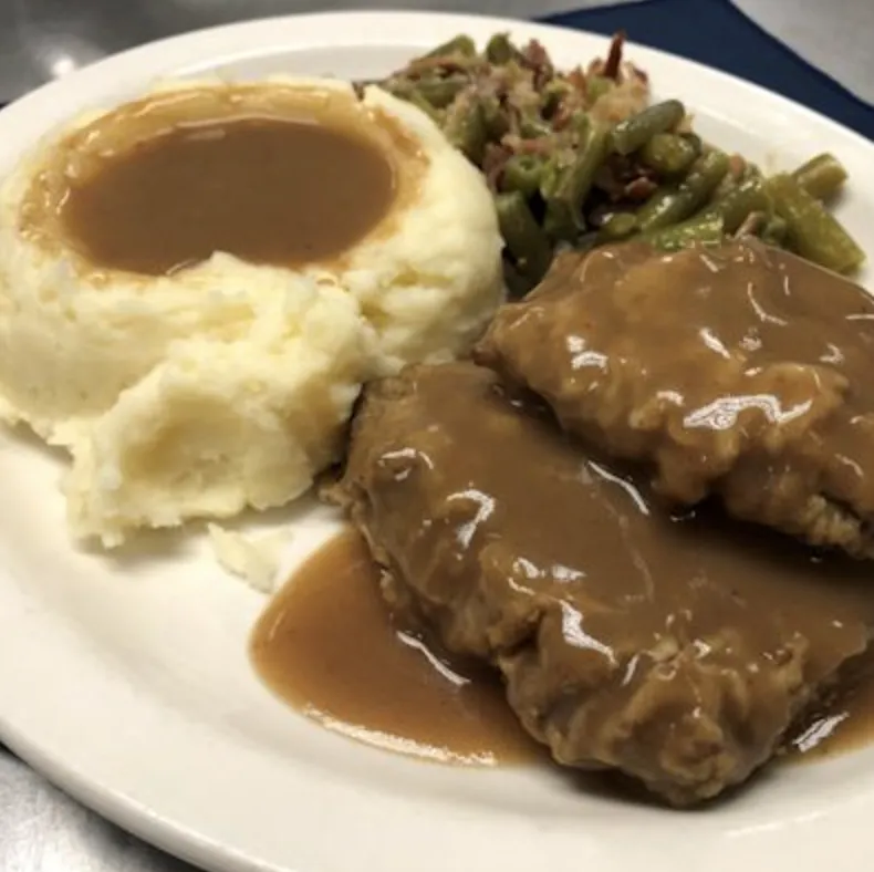 steak and mashed potatoes
