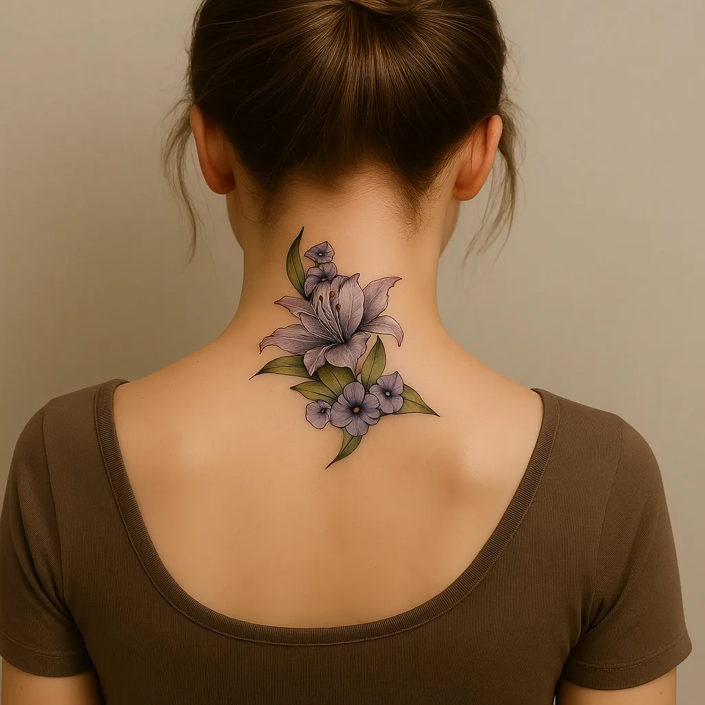 A beautiful bouquet of purple lilies, generated by Xole AI Tattoo Generator. 