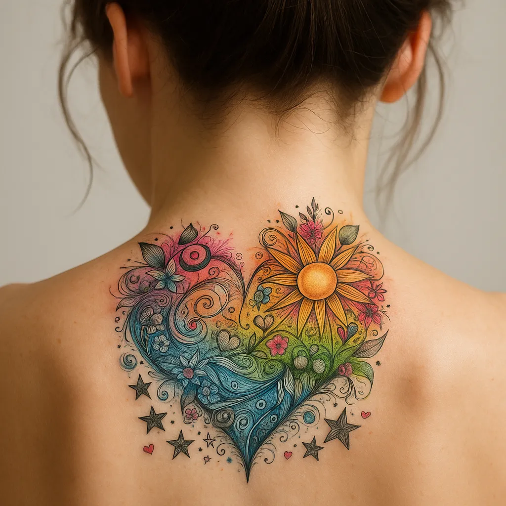 A beautifully detailed and colorful floral tattoo design, generated by Xole AI Tattoo Generator. 