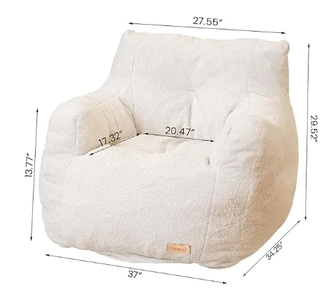 Dimensions of a white plush chair