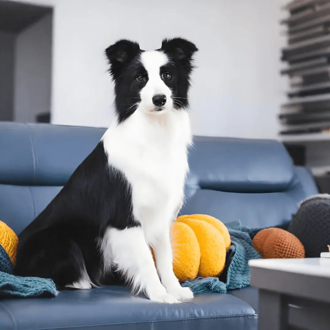 An original photo before ai cartoon filter of a black and white Border Collie.