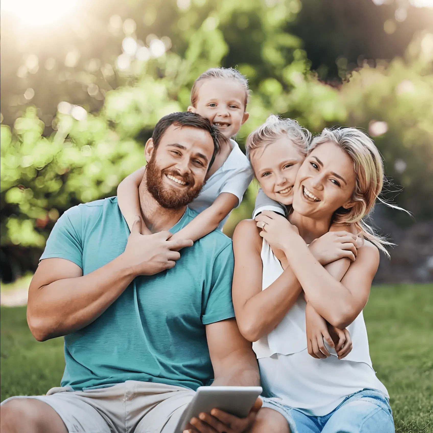 An original photo before ai cartoon filter of a happy family.