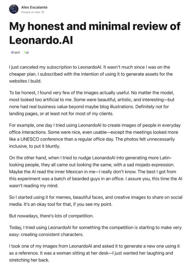Leonardo AI User Unsubscription Reason
