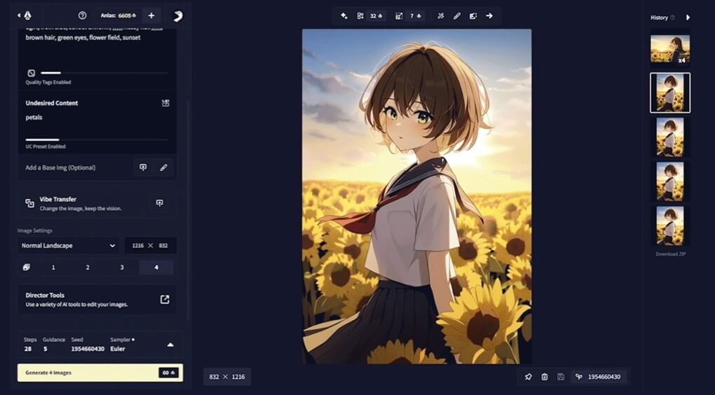 Generate AI Image on Novel AI