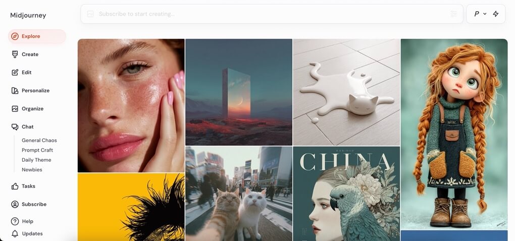 Midjourney Explore Page