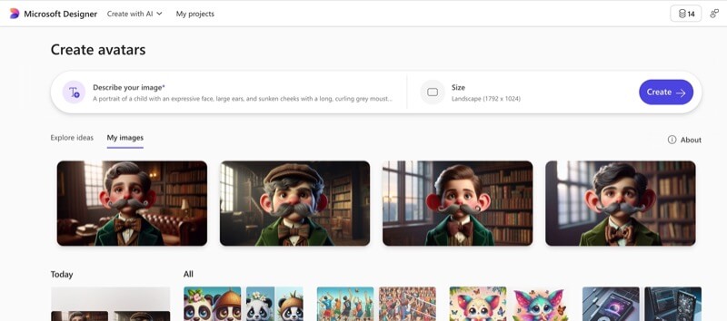 Microsoft AI Image Generator Homepage