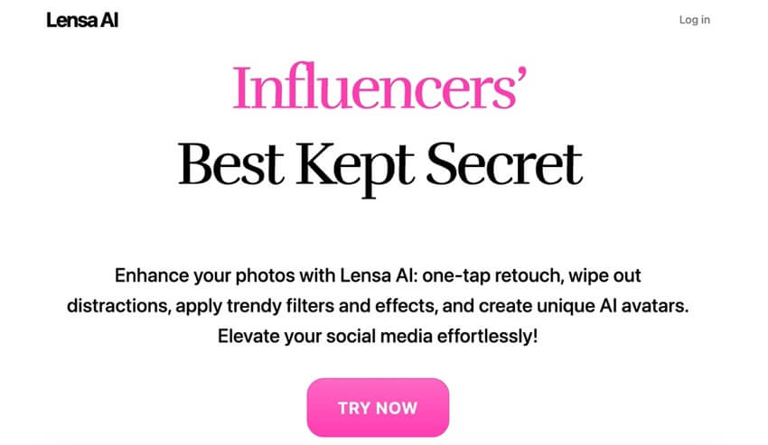 Lensa AI Homepage