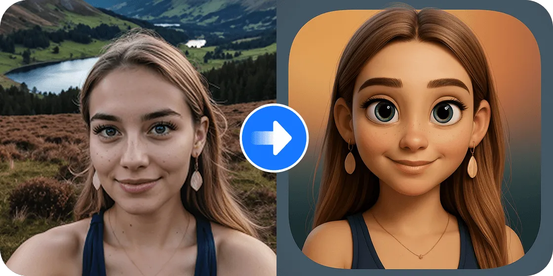 Portrait of a woman in a natural landscape transformed into an icon style image.